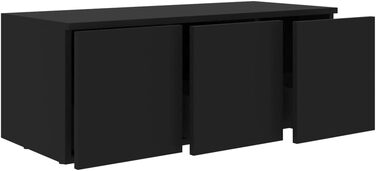vidaXL ТВ тумба з 3 шухлядами, чорна, 80x34x30 см, ДСП