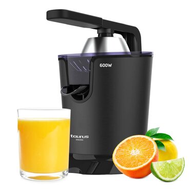 Citrus Press Taurus Easy Press 1000 Legend 1000W Електрична соковижималка для цитрусових з нержавіючої сталі, 650 мл, без BPA, чорна