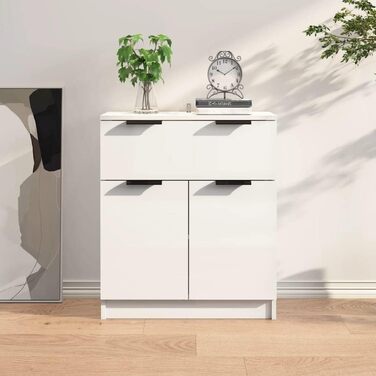 Комод-вітрина vidaXL для вітальні, глянцевий білий, 60x30x70 см, ДСП