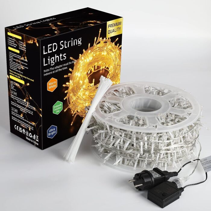 Світлодіодна гірлянда Elegear 1000 LED (25м), вулична новорічна ілюмінація, теплий білий колір, мережева
