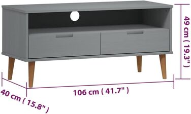 Тумба під телевізор vidaXL, масив сосни, коричнева, 106x40x49 см, ТВ-комод, меблі для вітальні
