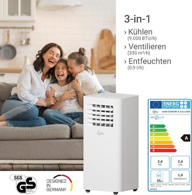 Мобільний кондиціонер SUNTEC Comfort 7.0 Eco R290, 2050 Вт, 7000 BTU, з відводом повітря, охолоджувач і осушувач для кімнат до 25 м², тиха робота, для дому та офісу