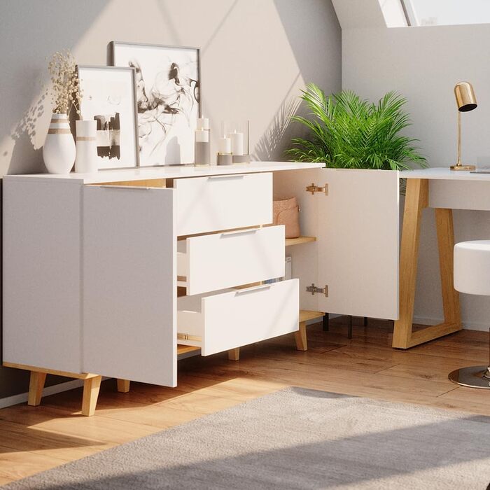 Комод Vicco Nautica білий/антрацит, 138x82 см, 3 шухляди