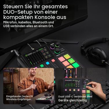 RØDE RØDECaster Duo: Професійний аудіомікшер для подкастів, стрімінгу та музики (RCP Duo Noir)