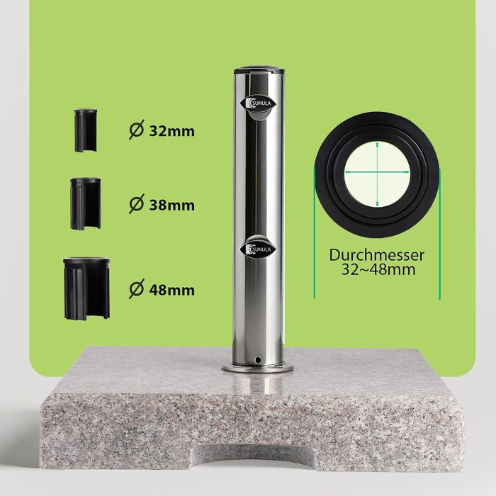 Стійка для парасольки Sunula Granit для балкона та саду, гранітна база 45x22.5 см (30 кг), під трубу 22-38 мм