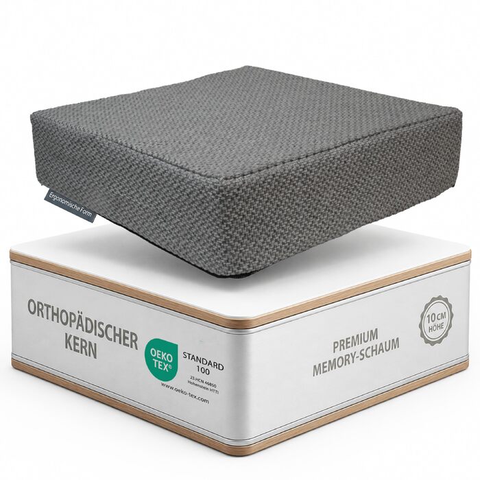 Ортопедична подушка для сидіння з Memory Foam 40x40 см Anthrazit - для офісного крісла, авто, візка. Нековзка, знімний чохол