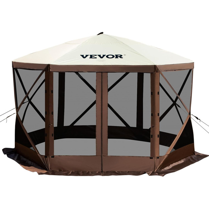 Павільйон VEVOR 3,05x3,05 м, 6-сторонній складаний тент для кемпінгу з москітними вікнами, сумкою та кілками, для саду, дачі та двору