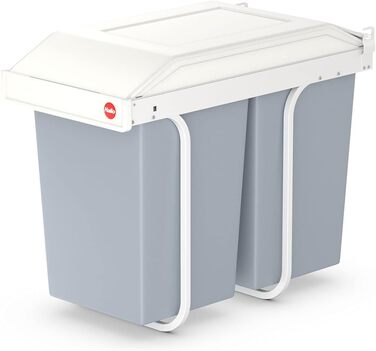 Вбудована система сортування сміття Hailo Multi-Box Duo L, два відра по 14 л, висувні контейнери, для кухні, кремово-біла
