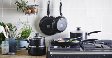 Сковорода GreenPan Cambridge з кришкою 24 см (3,1 л) з керамічним антипригарним покриттям, без PFAS, для індукційних плит, придатна для миття в посудомийній машині, (каструля 16 см/1,5 л, чорна)