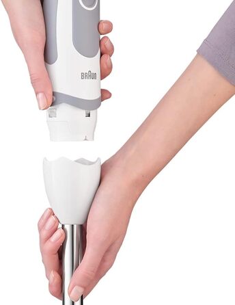 Блендер Braun MultiQuick 5 Vario MQ 5207WH, 1000 Вт, з насадками, нержавіюча сталь, білий/сірий