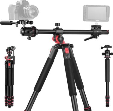 NEEWER 73,6'' горизонтальний штатив з кульовою головкою, алюмінієва багатофункціональна центральна колонка, 360° обертання, 180° нахил для макрозйомки та зйомки зверху, вантажопідйомність 10 кг, TP27