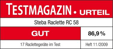 Гриль-раклет Steba RC 58 з натуральним каменем, антипригарна алюмінієва плита, 8 сковорідок, для дієтичного приготування