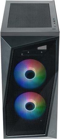 Корпус для ПК Cooler Master CMP 320 Mini-Tower, чорний, Micro-ATX, скляна бічна панель, 2x 120 мм ARGB вентилятори, підтримка різних компонентів, з кришкою для блоку живлення