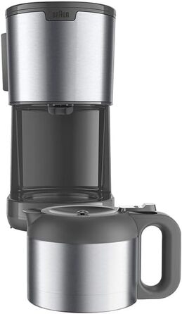 Кавоварка Braun PurShine KF1505GY з термос-кавником, фільтраційна, система OptiBrew, антикрапельна, авто-відключення, 1,2 л, 1000 Вт, сіра