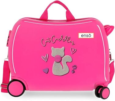 Дитяча валіза Enso Cat Cuddler, рожева, 50x38x20 см, жорсткий корпус, ABS, кодовий замок, 34 л, 1,8 кг, 4 колеса, ручна поклажа