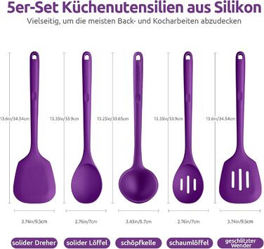 Набір кухонних аксесуарів U-Taste з силікону (5 шт.) - термостійкий, BPA-free, антипригарне покриття