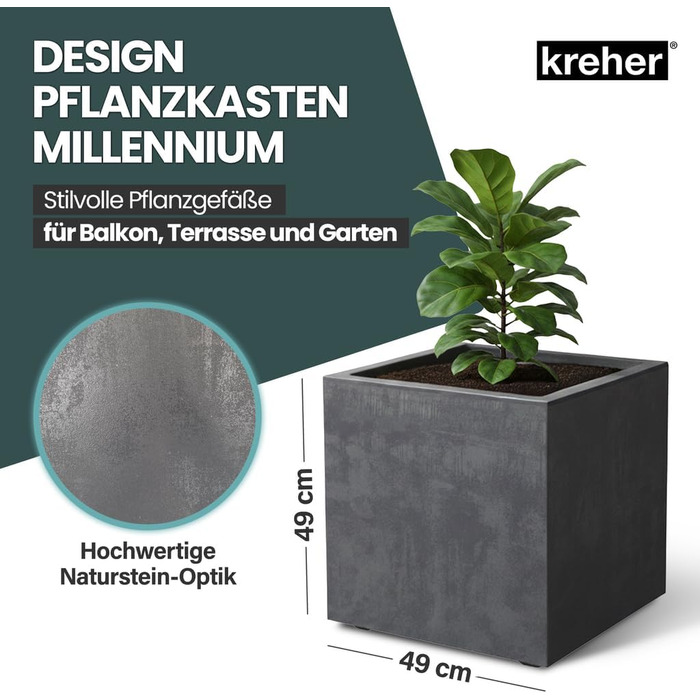 Плантажер Kreher XL Millennium: набір кольорів, імітація натурального каменю, 80 літрів, пластик