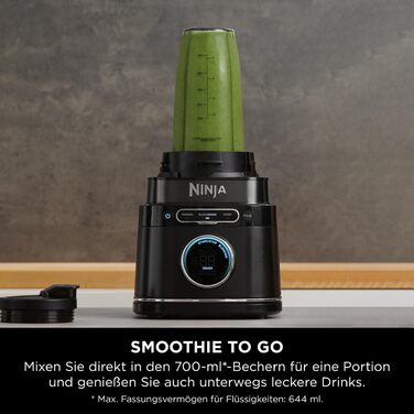 Блендер Ninja 2-в-1 Detect Power Mixer Pro 1200Вт з глечиком і 2 чашами, для смузі, подрібнення овочів та льоду, чорний TB301EU