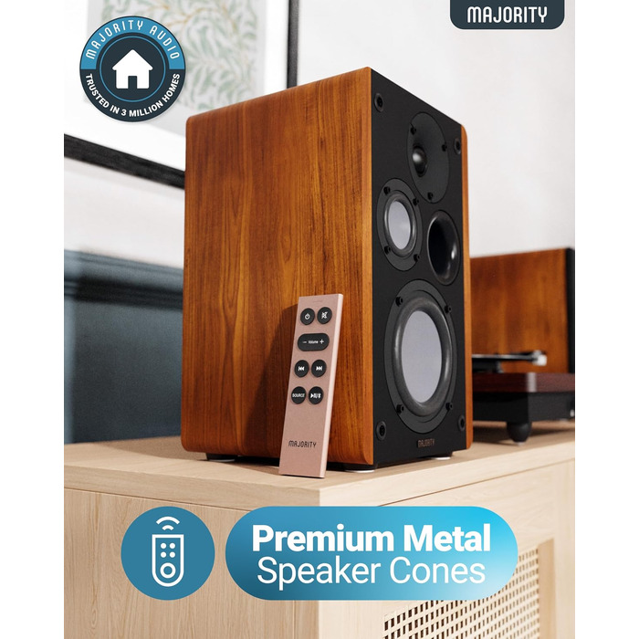 Bluetooth колонка Majority D100 100W HiFi – активна стереосистема з HDMI ARC, Xtra Bass, дерев'яний корпус