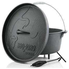 Чавунний казан BBQ-Toro Dutch Oven Alpha Serie 19л (DO18A) з ніжками та знімачем кришки, попередньо обпалений