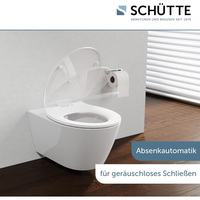 Сидіння для унітаза SCHÜTTE з мікроліфтом (Soft-Close), біле, матеріал Duroplast, Slim дизайн, витримує до 200 кг