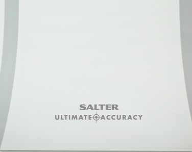 Електронна вага Salter 9073 WH3R для людей, з аналізом жиру, LCD-дисплеєм, скляна, висока точність, крок 50 г, функція Step-on, ніжки для килима, до 180 кг, біла