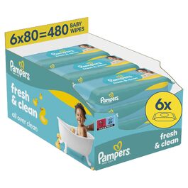 Вологі серветки для дітей Pampers Fresh Clean, 15 упаковок по 480 шт