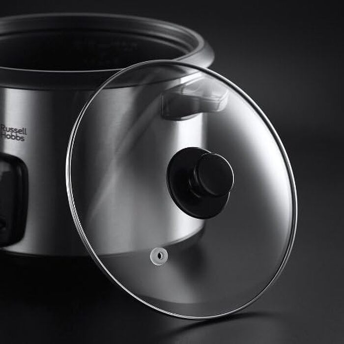 Рисівварка Russell Hobbs 1.8л з функцією пароварки, нержавіюча сталь, скляна кришка, антипригарне покриття, ложка та мірний стакан