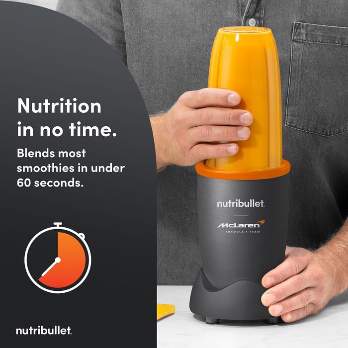 Потужний блендер-екстрактор Nutribullet 900 Series (матовий сірий) для смузі та соків, 25 000 об/хв, набір 11 предметів з чашами To Go