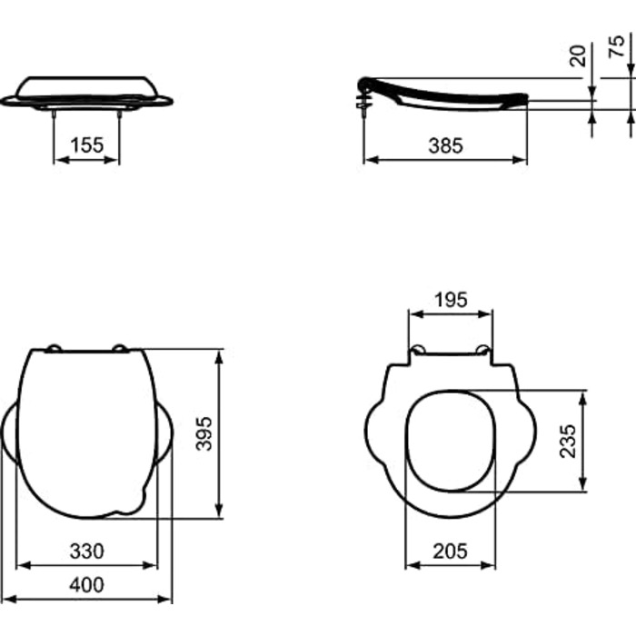 Дитяче сидіння для унітазу з кришкою Ideal Standard Contour 21 S453301, біле, для унітазу висотою до 305 мм
