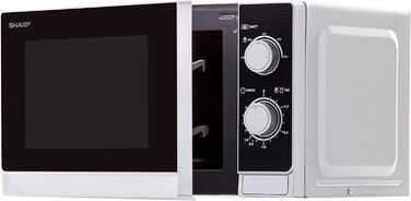 Мікрохвильова піч Sharp R200INW 20 л, 800 Вт, 5 режимів, таймер 35 хв, розморожування за вагою, енергозбереження, скляний піддон 25,5 см, срібляста
