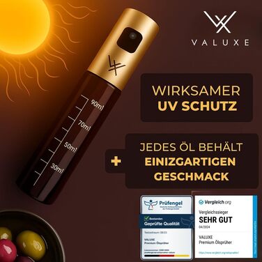 Набір скляних розпилювачів для олії та оцту VALUXE® з UV-захистом та фільтром, 100 мл, нержавіюча сталь, 2 шт. (Royal Golden)