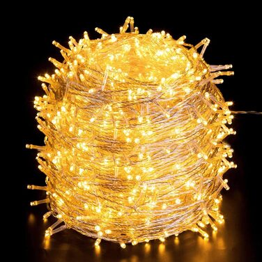 Світлодіодна гірлянда Quntis 100м, 1000 LED, теплий білий колір, для вулиці та дому, IP44, 8 режимів роботи, мережева