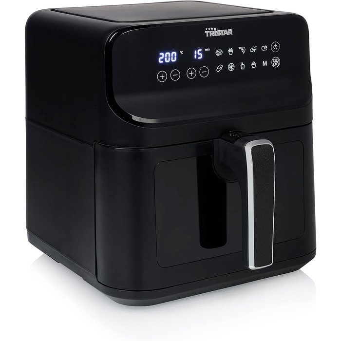 Tristar цифрова аерофритюрниця 6,2 л, 1,5 кг, з оглядовим вікном, чорна, FR-9037
